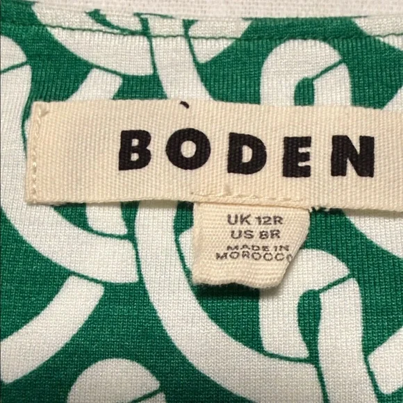 Boden Green and White Long Sleeve Wrap-Style Midi Maxi Dress 8R - Picture 6 of 8